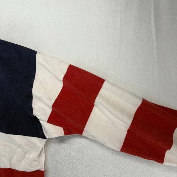 Vintage Lands End Rugby Shirt Men's XL Tall XLT Red White Blue USA Made Flag 90s - Picture 9 of 16